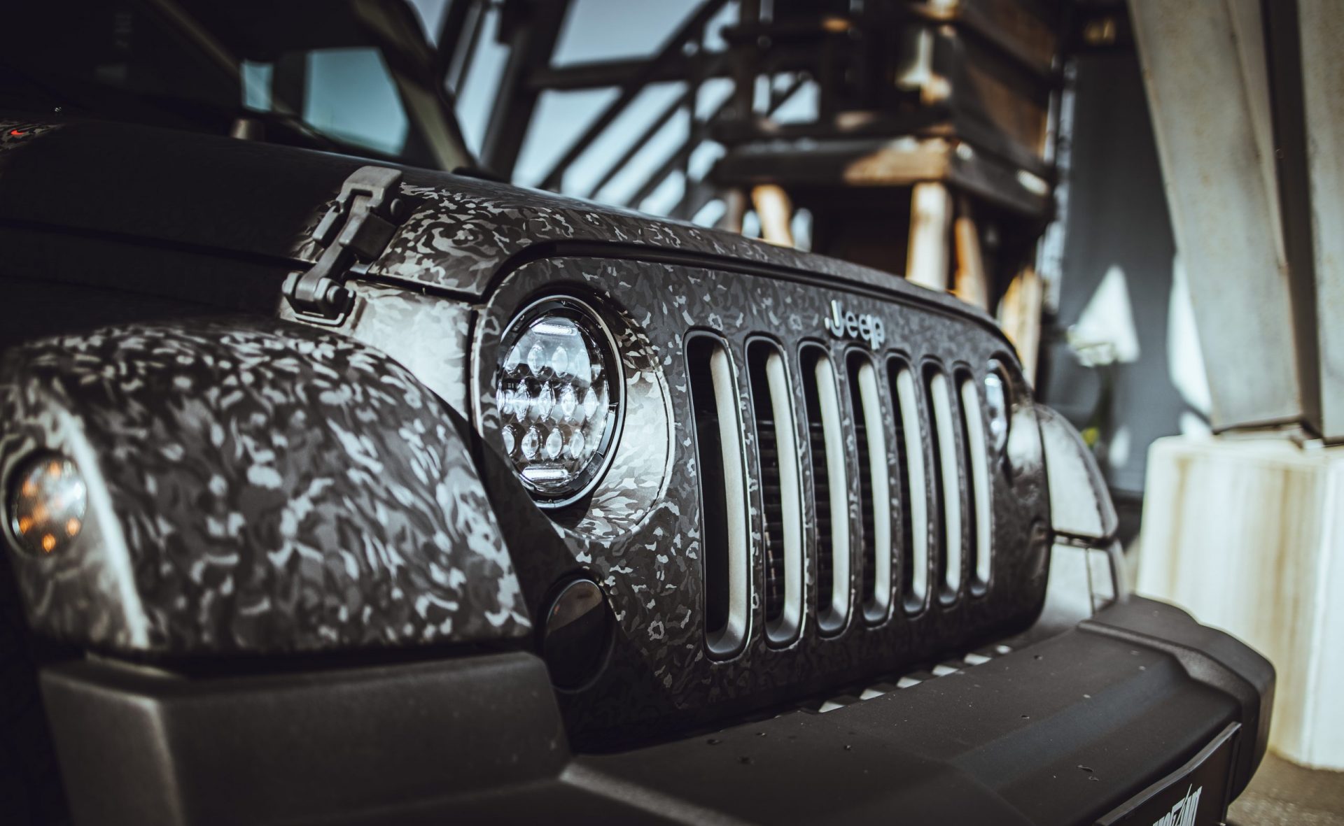 Detailbild Jeep Wrangler camouflage Komplettfolierung