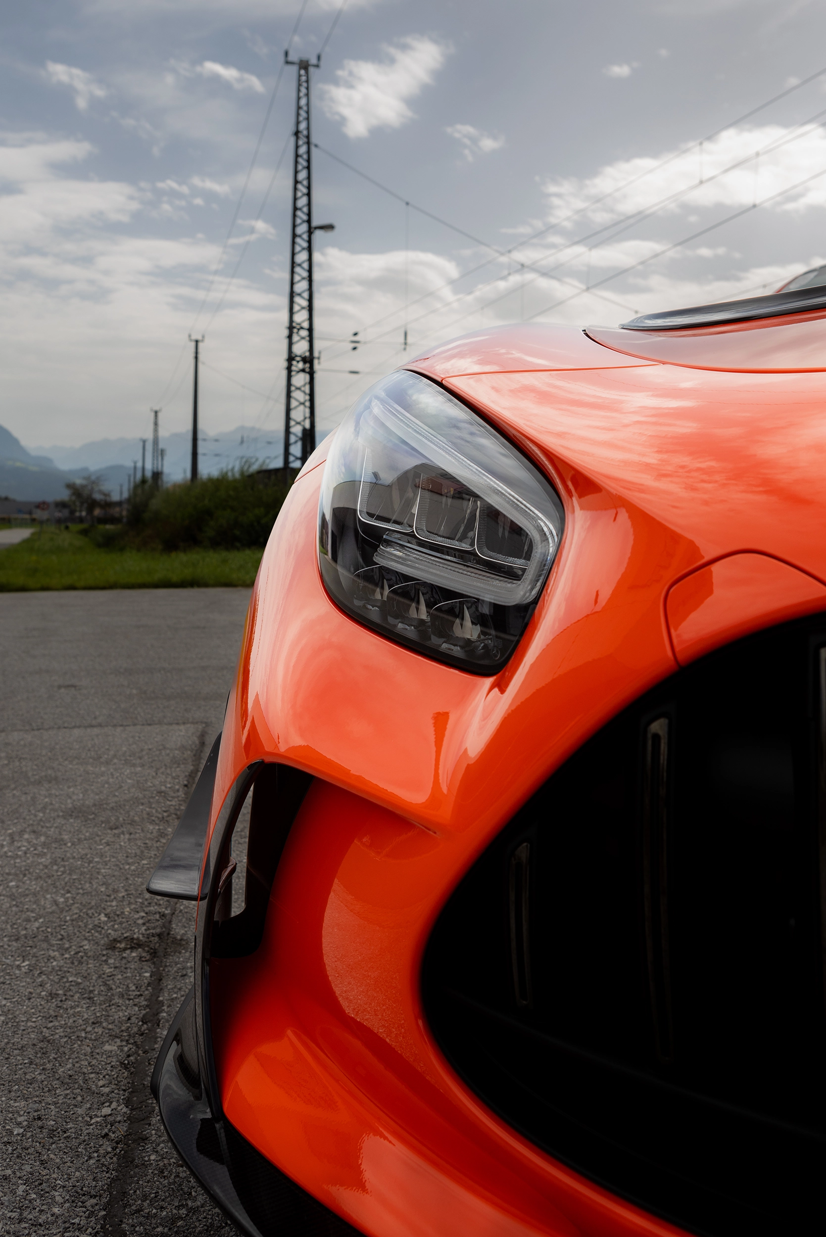 Steinschlagschutzfolierung auf einem Mercedes Benz AMG GT Black Series Frontbereich mit einer transparenter XPEL Lackschutzfolie als Frontpaket foliert