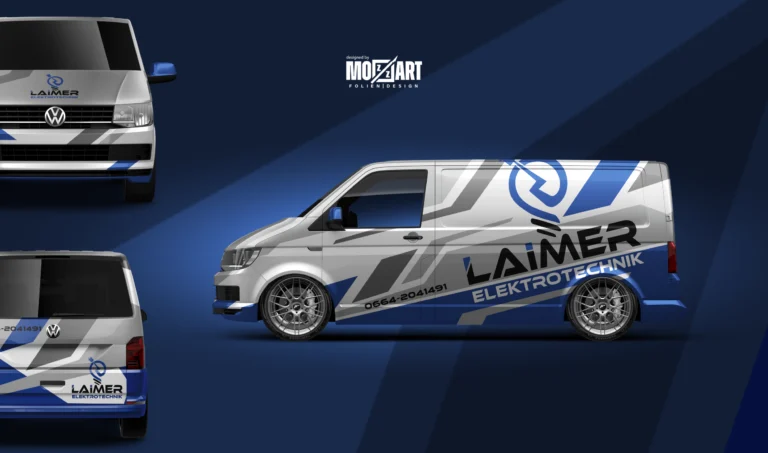 3D Designvorschlag Werbebeschriftung Elektrotechnik VW T6 Transporter